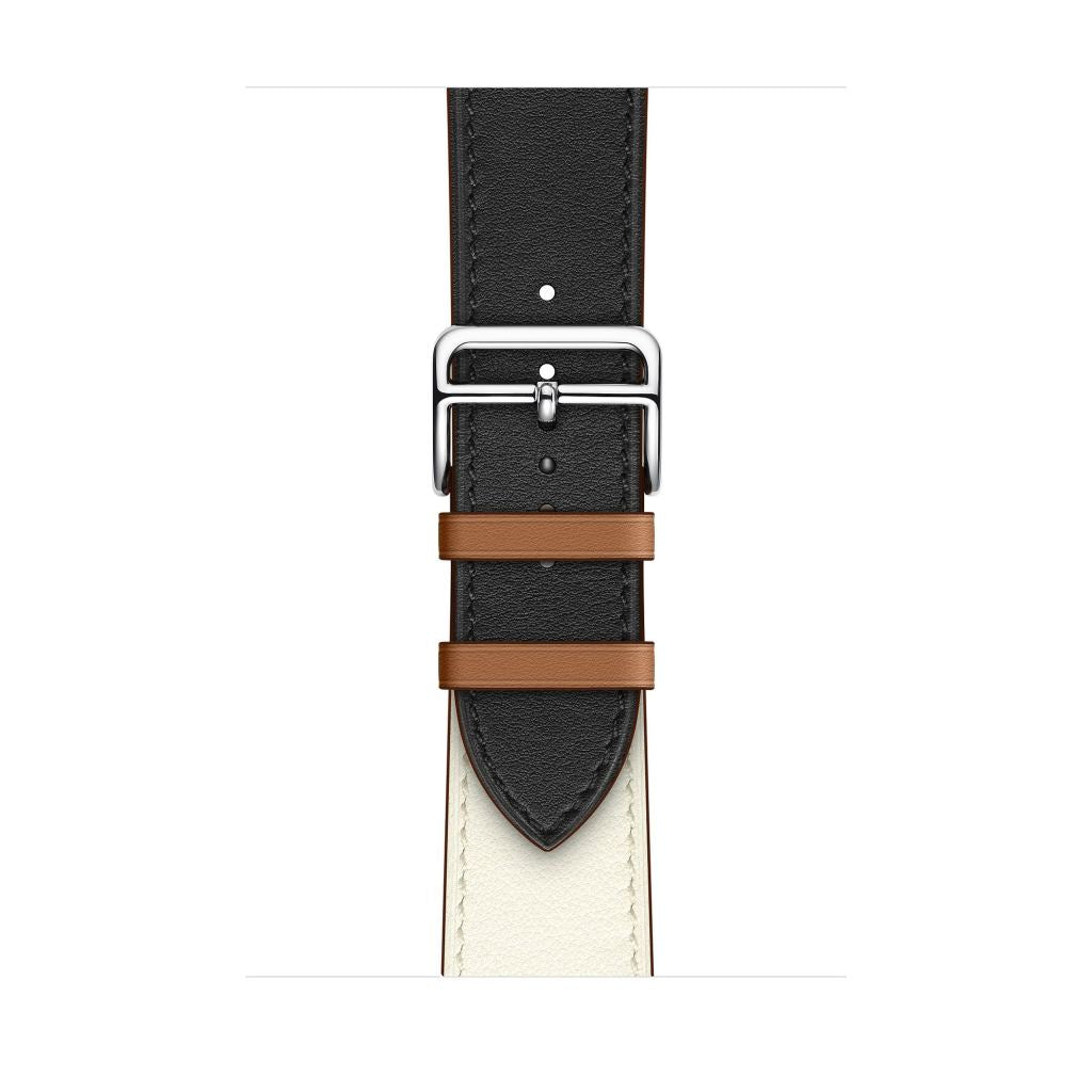 Noir/Blanc/Gold Single Tour Leather for Apple Watch