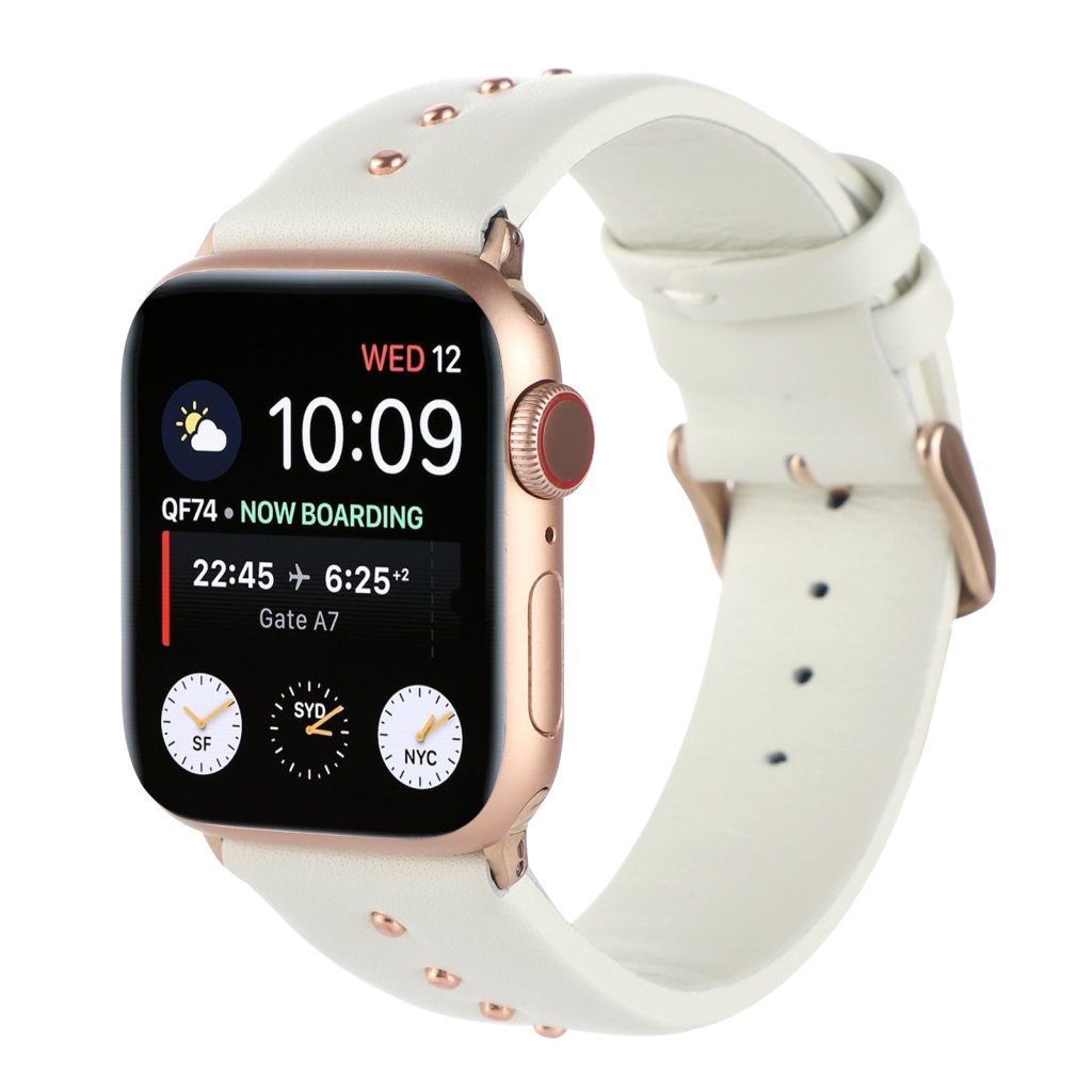Shakira Leather Band with Gold Studs for Apple Watch in Beige